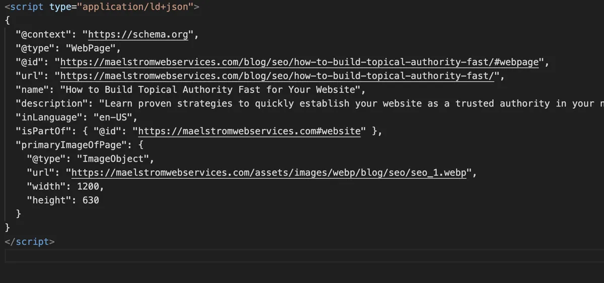 Current web-page schema injection for MaelstromWebServices.com