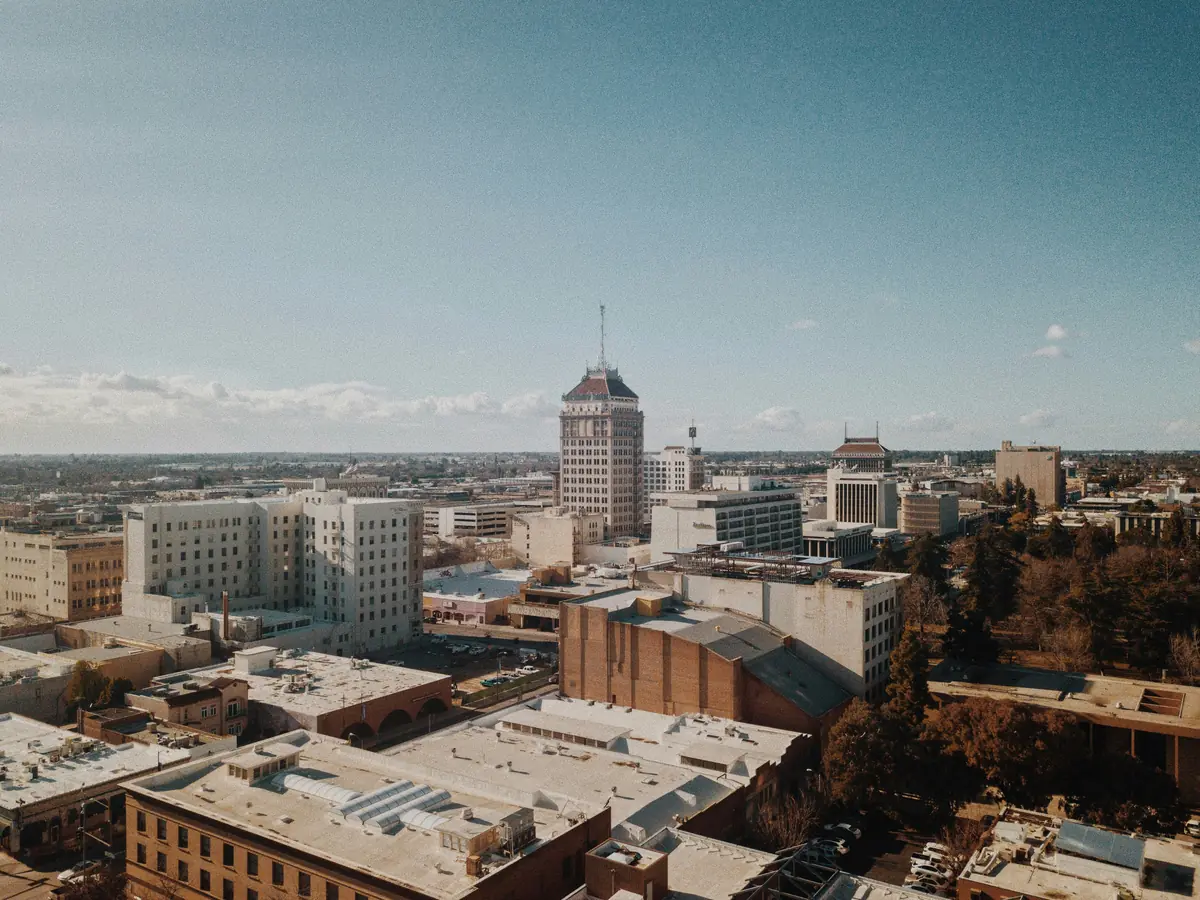 Fulton District streetscape in Downtown Fresno