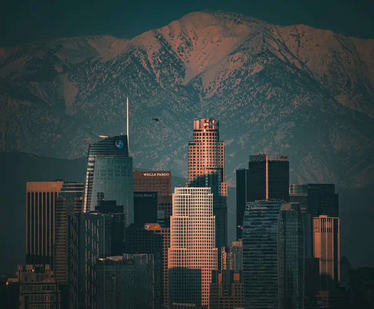 Los Angeles skyline at sunset