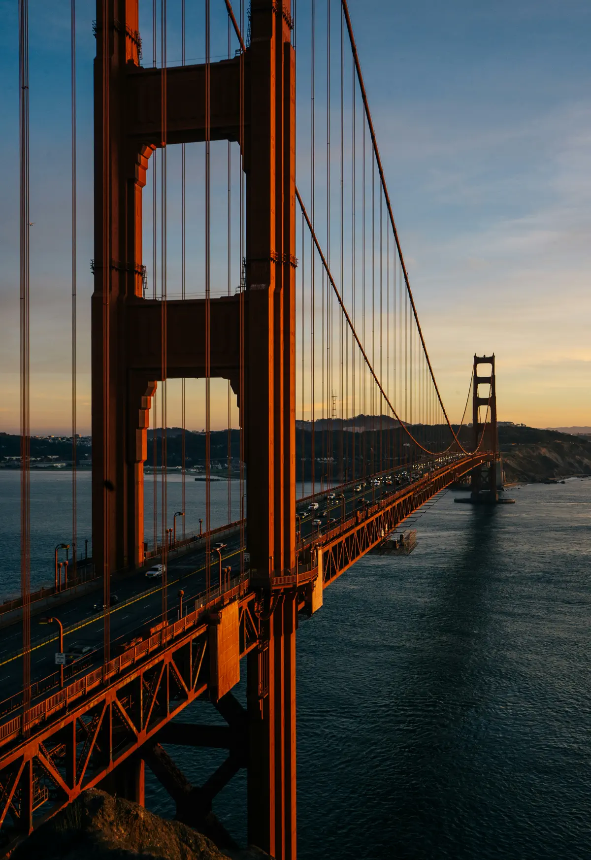 Golden Gate Bridge at sunset in San Francisco