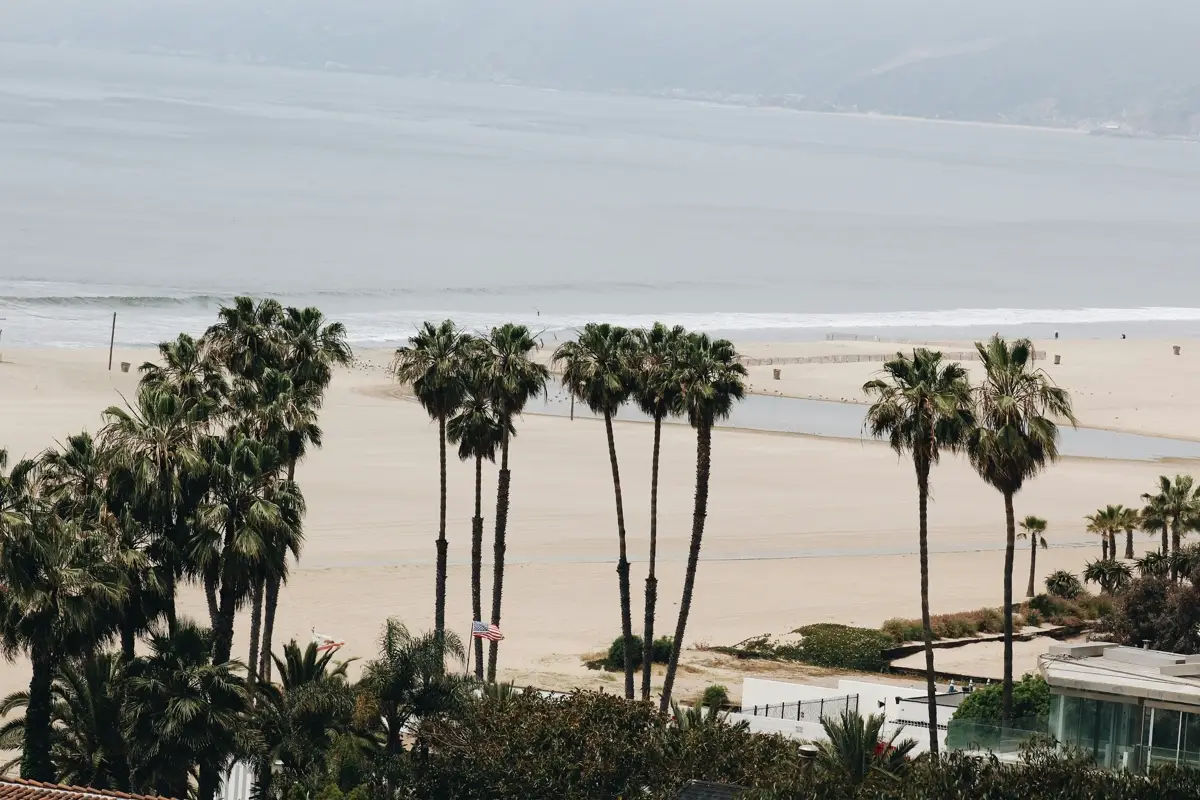 Santa Monica beachfront sunset view